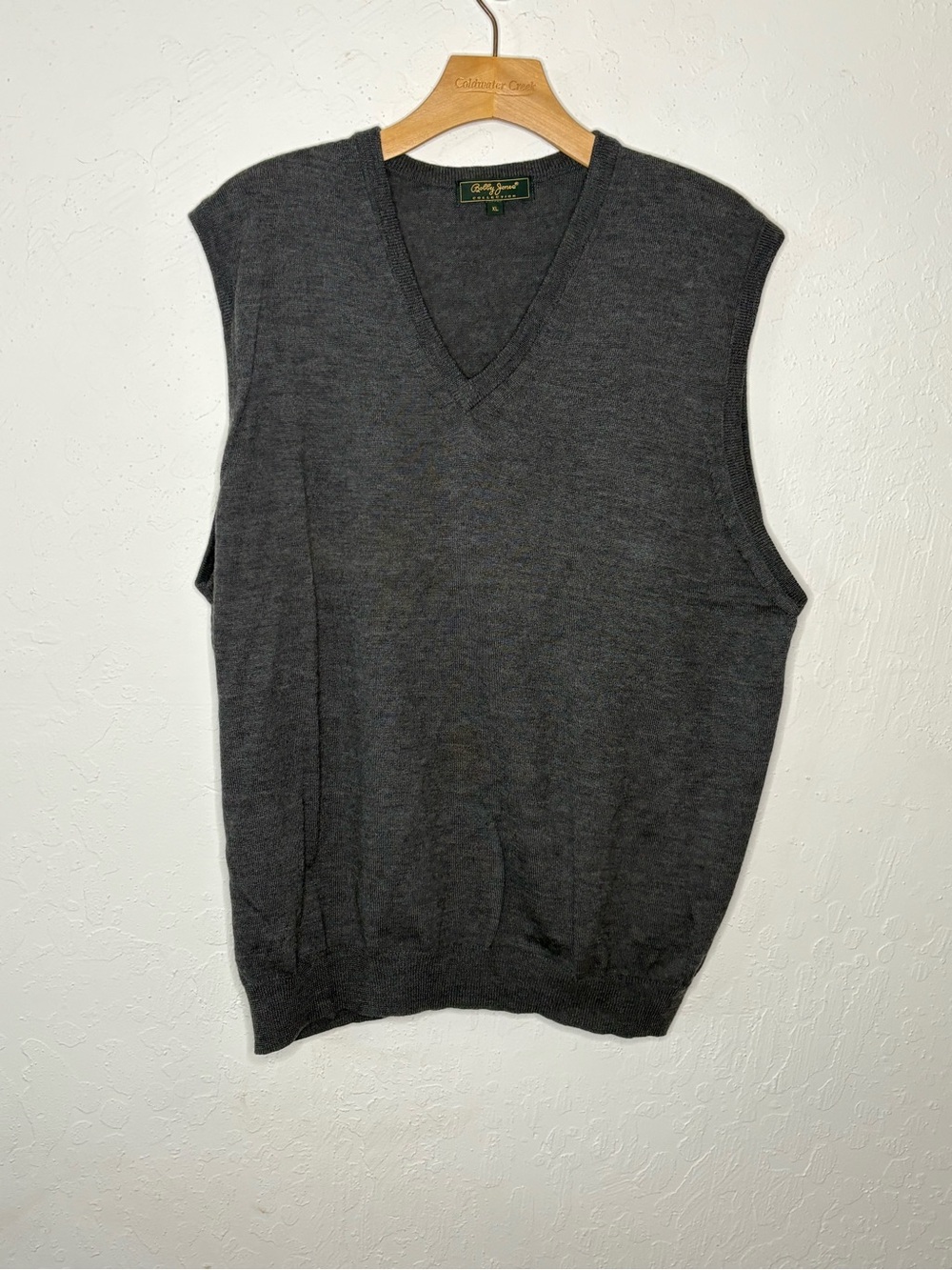 Bobby Jones Collection Men's V-Neck Sweater Vest Wool XL Gray Charcoal Knit Golf